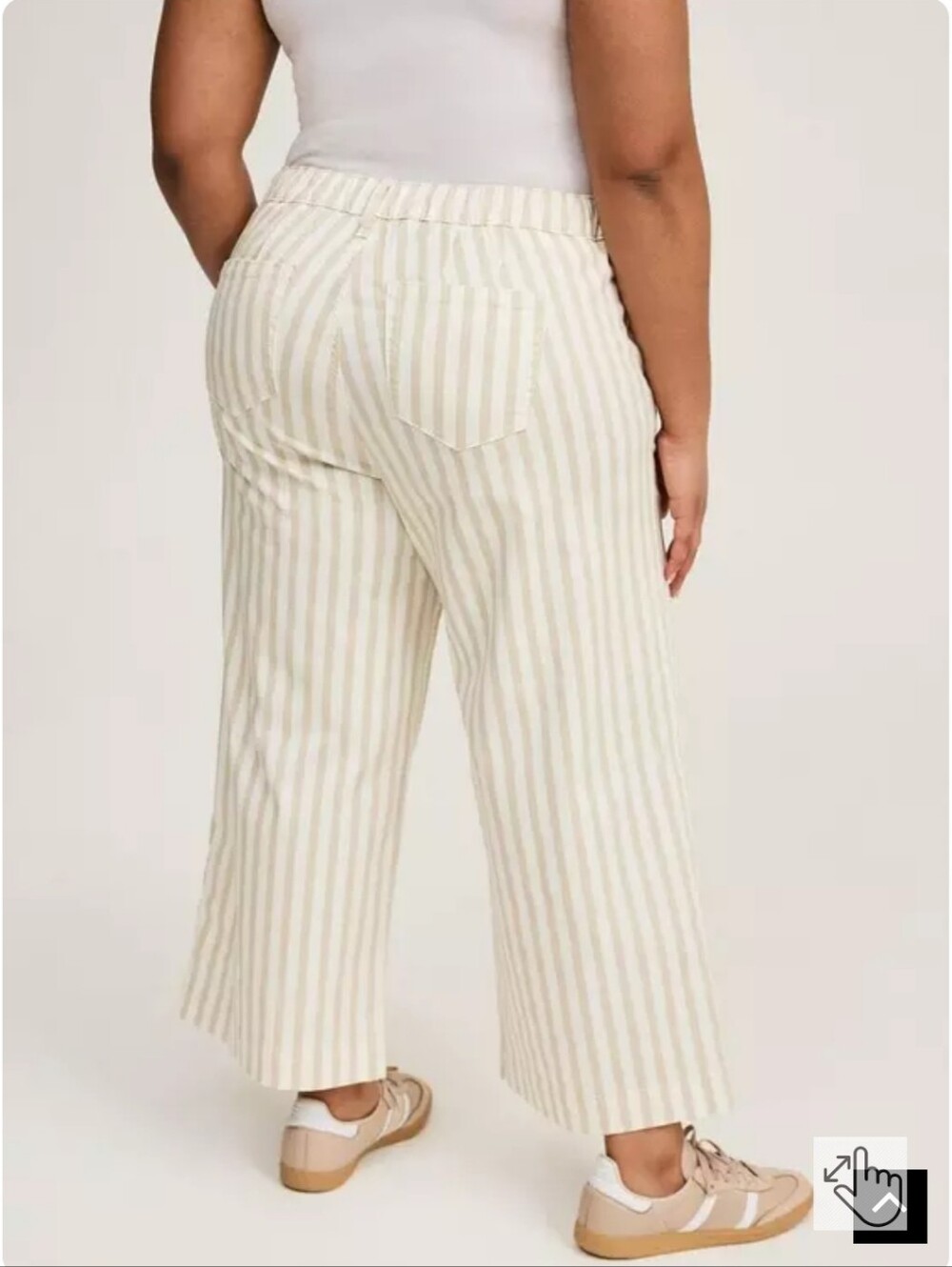Torrid Weekend Wide Leg Ankle Pants Tan & Cream Striped Size 16 (1) - Picture 2 of 9